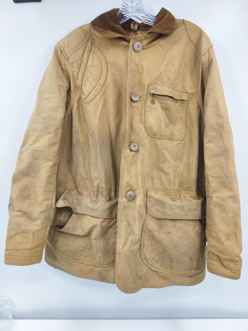 Vintage JC Higgins Mens Large Beige Hunting Canvas Collared Quilted 70s Jacket